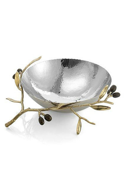 Olive Branch Gold Medium Serving Bowl By Michael Aram