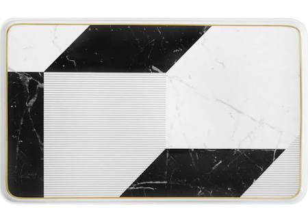 Carrara Marble / Chevron Large Rectangle Platter