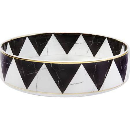 Carrara Marble / Chevron Small Serve Bowl By Vista Alegre